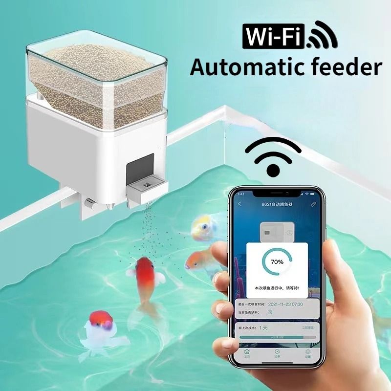 Automatic Aquarium Fish Feeder Smart WiFi App Control Voice Remote Fish Tank Feeding Dispenser