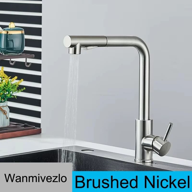 Pull Out kitchen sink faucet Stainless Steel Hot Cold Mixer Tap with Two Mode Sprayer