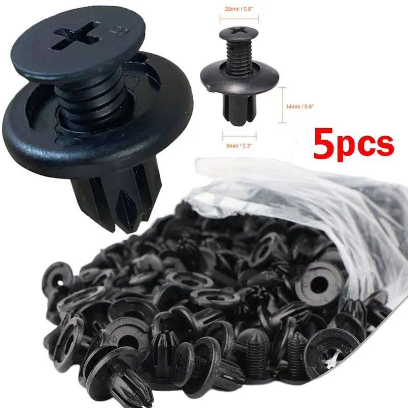 8mm Plastic Car Rivet Clips Bumper Fender Fasteners Set