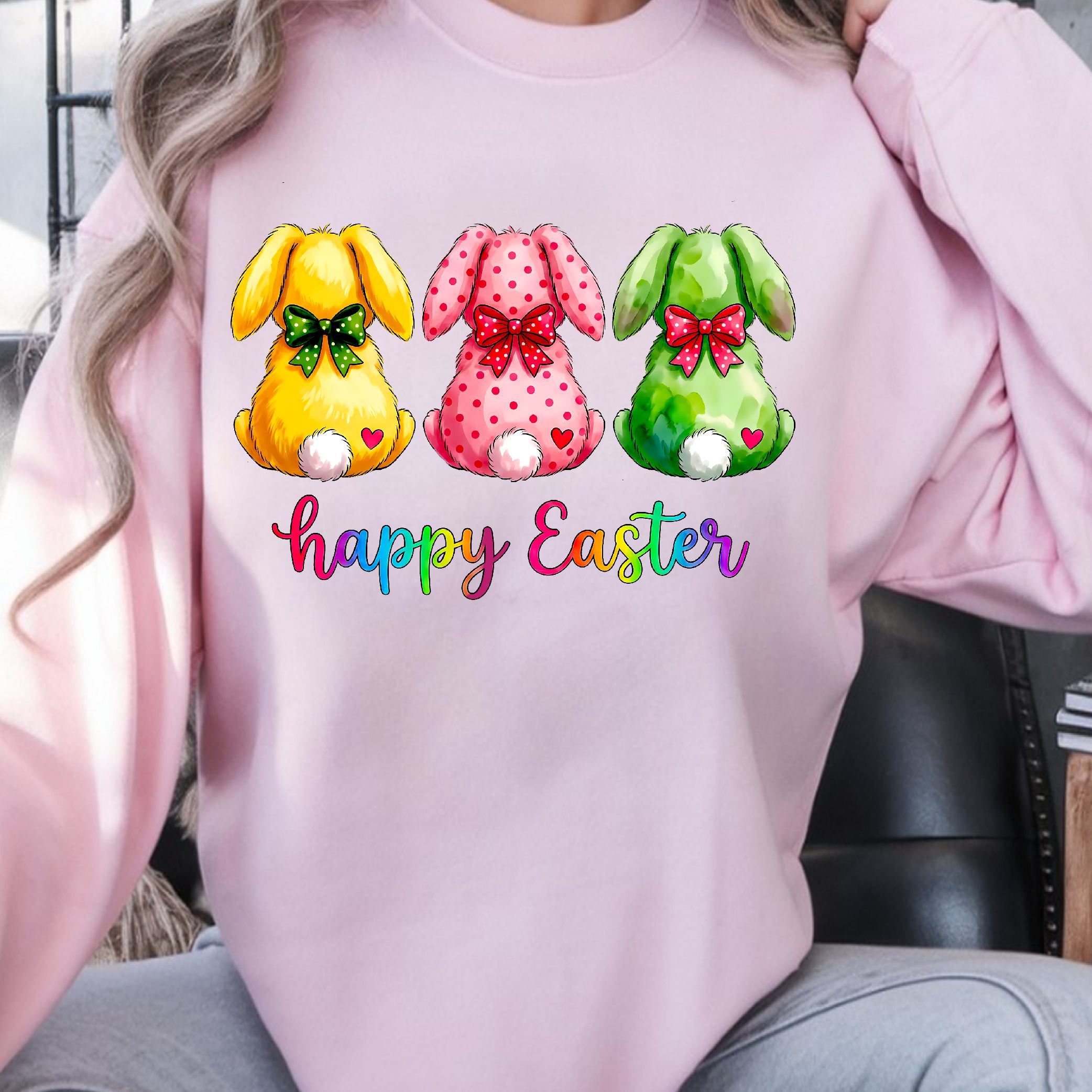 3 Rabbits Happy Easter Shirt, Easter Bunny T-Shirt, Cute Easter Tee