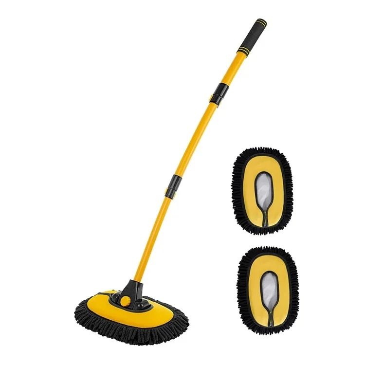 Telescoping Car Cleaning Brush With Long Handle And Chenille Mop Head
