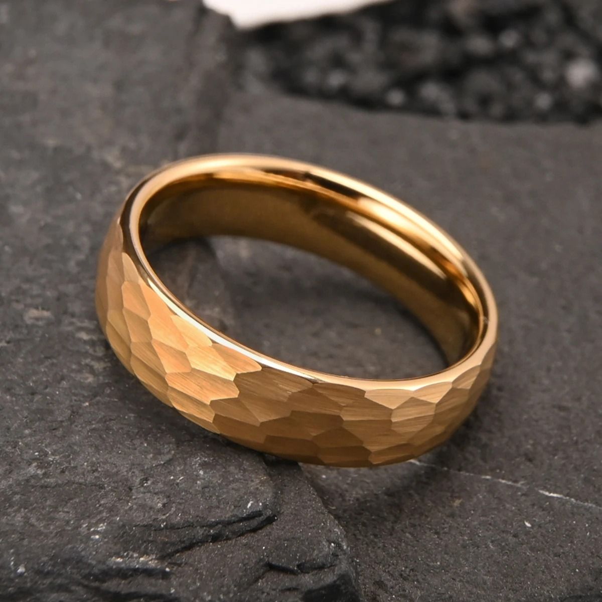 0.24in and 0.31in Gold Finish Hammered Tungsten Carbide Professional Ensemble