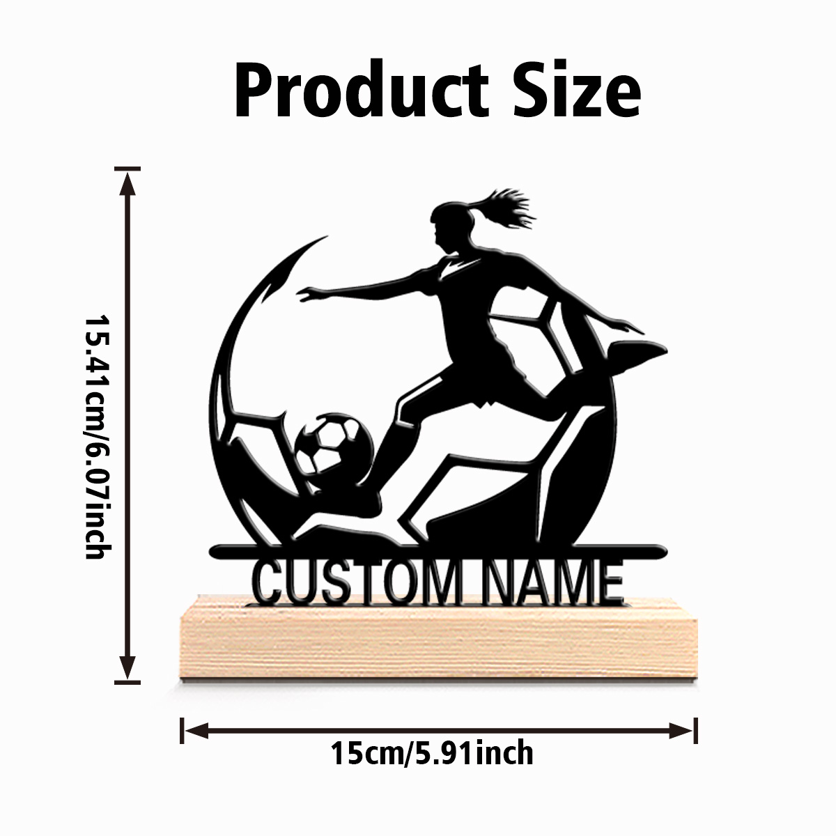 Custom Women's Soccer Metal Statues, Personalized Sports Enthusiast Gift for Bedrooms
