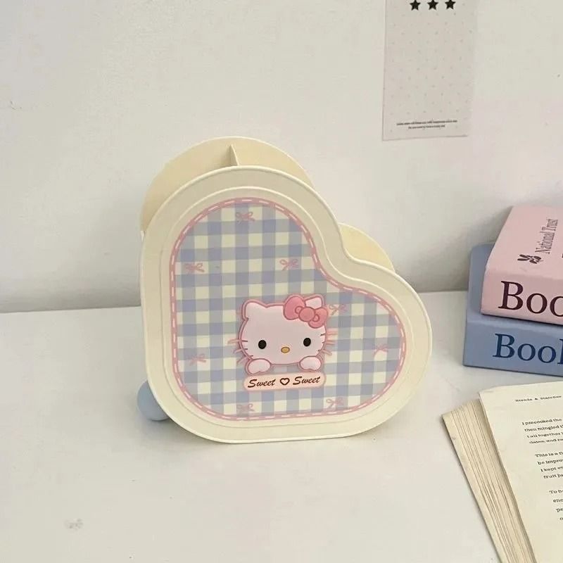 Cute Cartoon Heart Desktop Storage Box Makeup Brush and Stationery Organizer