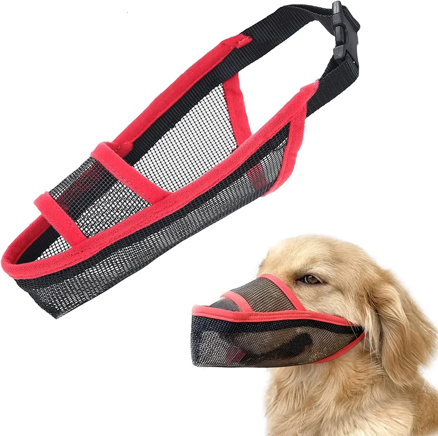Adjustable Breathable Pet Dog Muzzle: Anti-Bark & Bite Mesh Mouth Cover