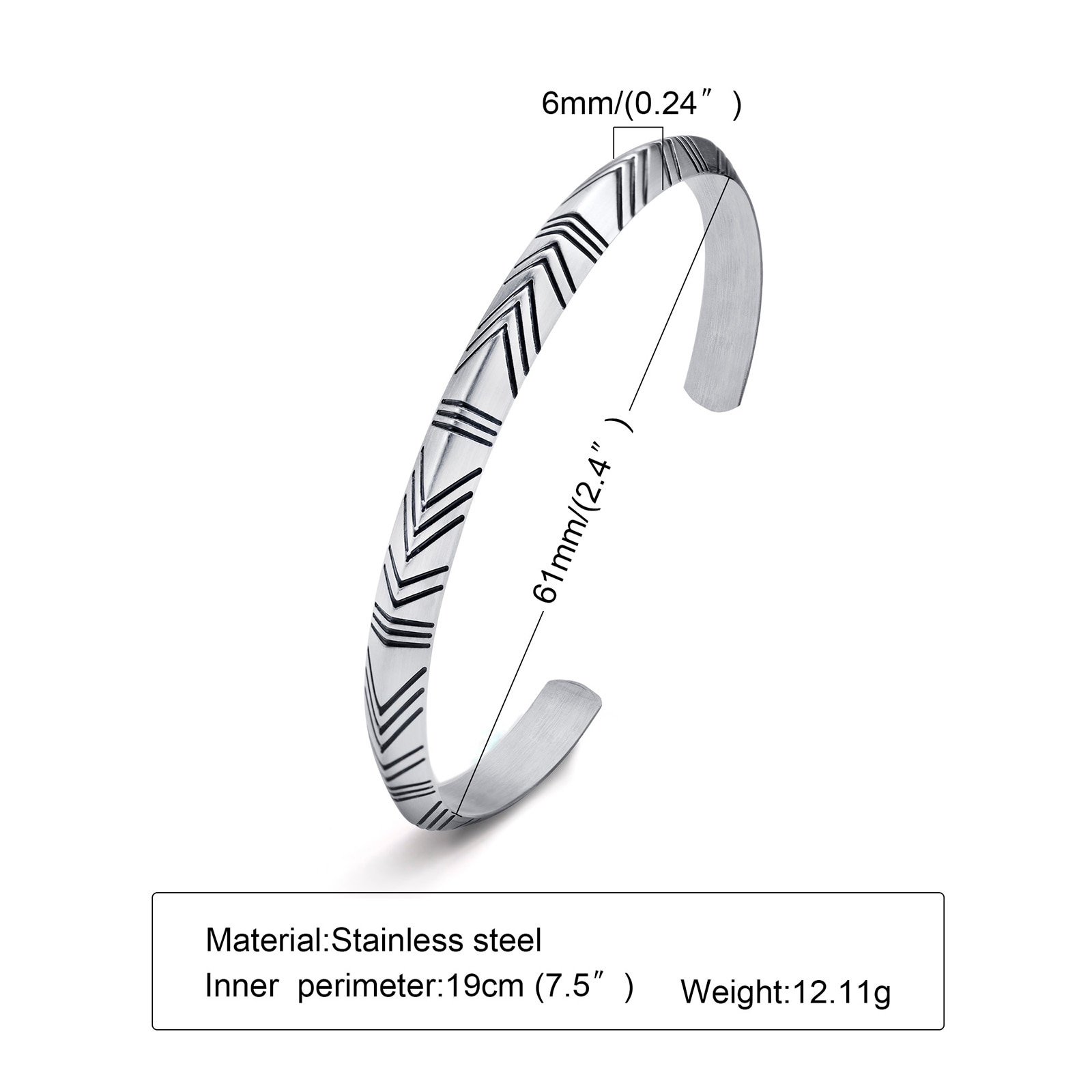 Stainless Steel Men's Thin Cuff Bracelet: Stylish Boyfriend Gift, Father's Day Present