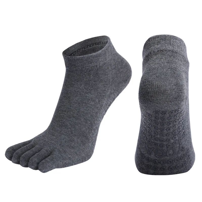 Womens Cotton Five-Toe Non-Slip Yoga Socks – Breathable Quick-Dry Pilates & Dance Fitness Grip Socks