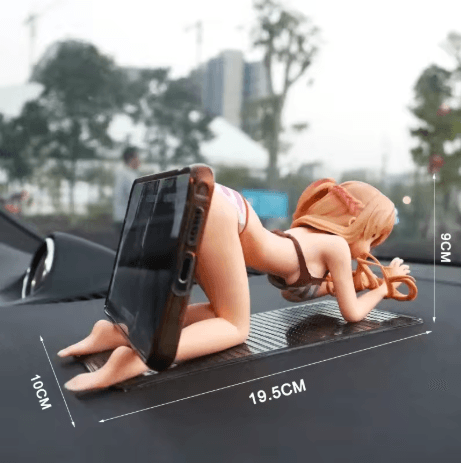 Car Dashboard Anime Girl Phone Holder Cute Bikini Beach Cartoon Wobble Ornament Interior Decor