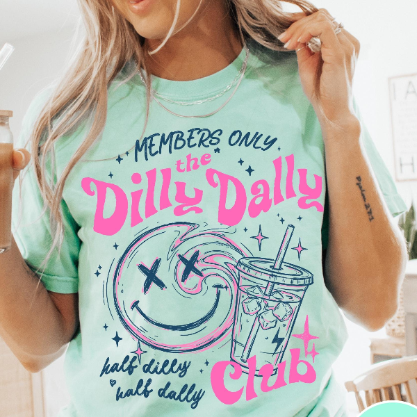 Dilly Dally Club Shirt Funny Introvert Lazy Girl Graphic Tee Trendy Outfit Gift