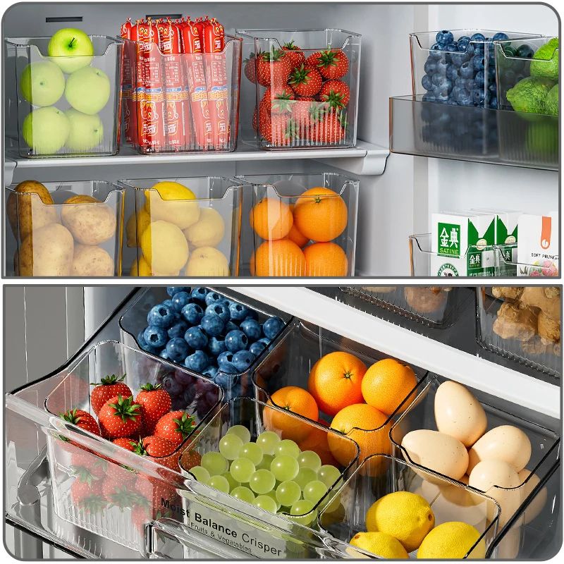 Fridge Side Door Storage Box, Kitchen Organizer for Eggs, Fruits, Vegetables, Household Fresh Food Container