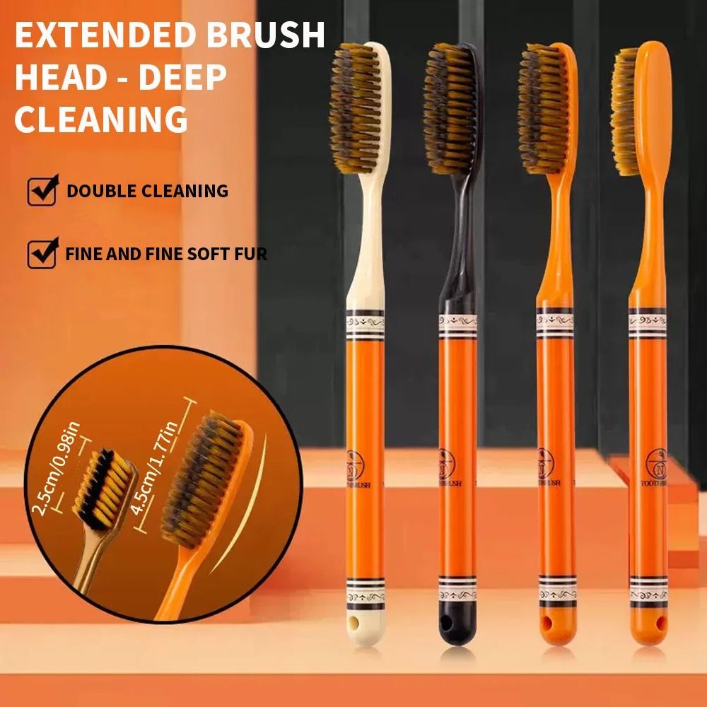 6-Pack High-Grade Orange Light Luxury Toothbrush – Deep Cleaning Oral Care for Adults