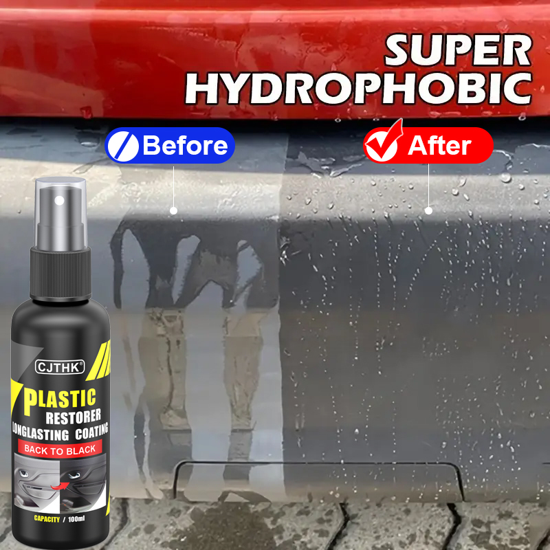 Professional Plastic Restorer for Cars, UV-Resistant Black Shine Coating for Faded Bumpers, Dash & Exterior Trim