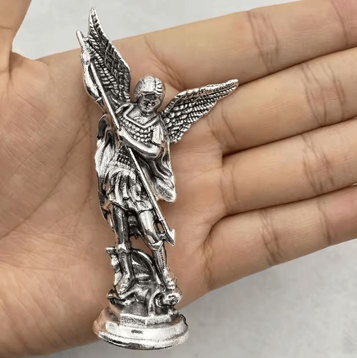 Saint Michael Archangel Statue – Zinc Alloy Guardian Angel Figurine for Home & Desk Decor