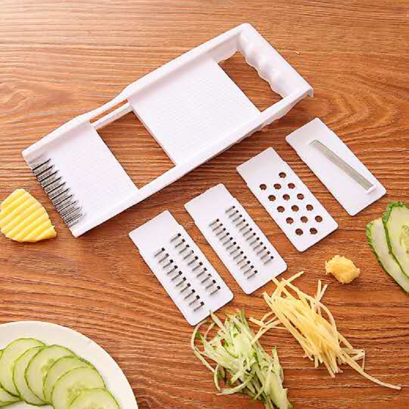 Multifunctional Vegetable Slicer and Grater Multi-purpose Kitchen Tool for Peeling, Shredding, and Slicing Fruits.