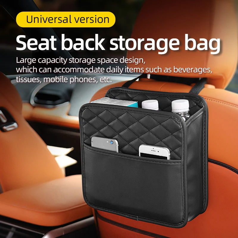Leather Storage Bag for Car, Multifunctional Seat Storage Bag, Garbage Bag for Car Models