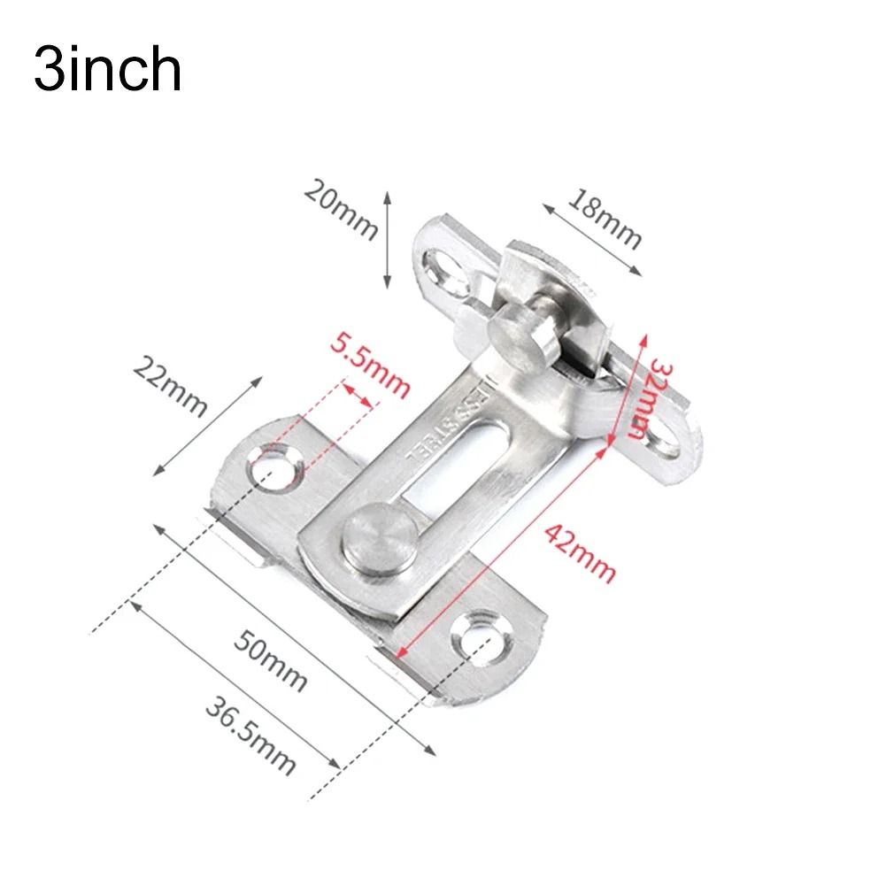 90 Degree Door Latch Lock Stainless Steel Barrel Bolt
