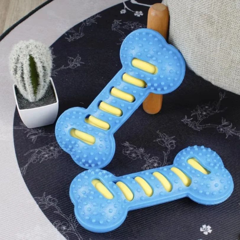 Rubber Bone Squeaky Dog Chew Toy