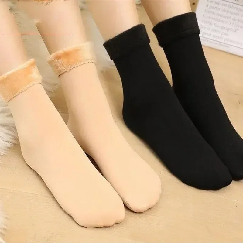 Thermal Cashmere Wool Socks, New Women Winter Thicken Warm Short Socks, Nylon Snow Velvet Boots