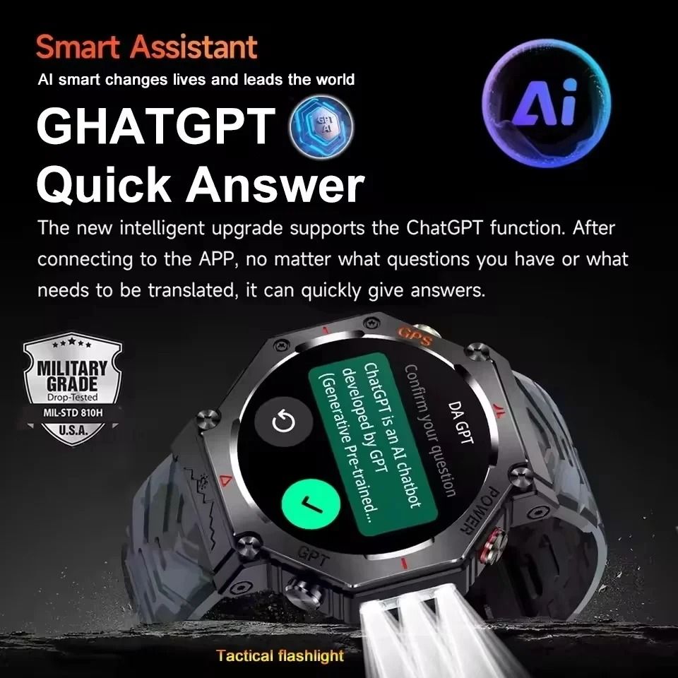 T-Rex 3 Ultra Military GPS Smartwatch with AMOLED Display, 10ATM Waterproof and Compass