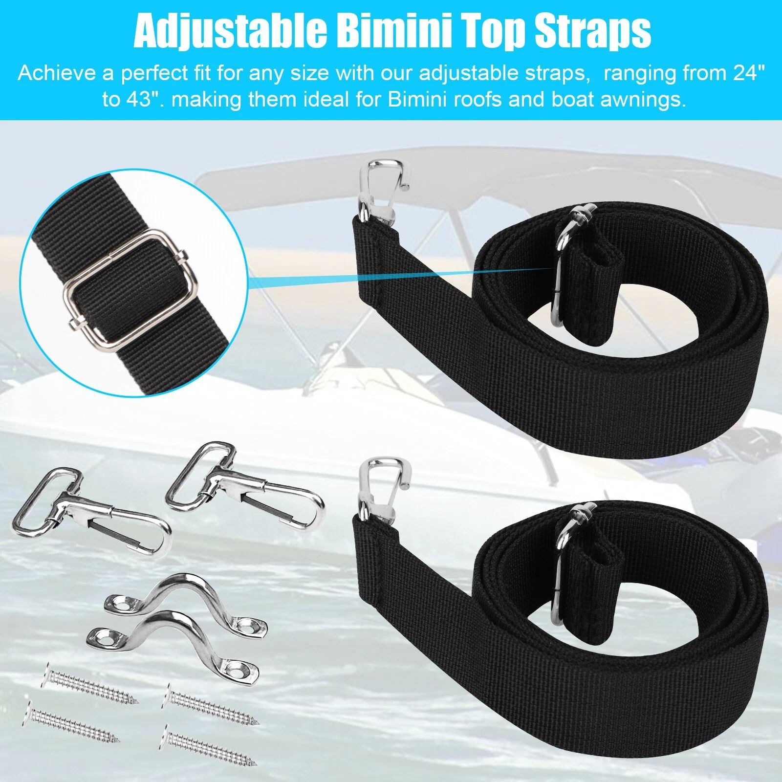 Adjustable Top Tie Down Straps with Stainless Steel Hooks
