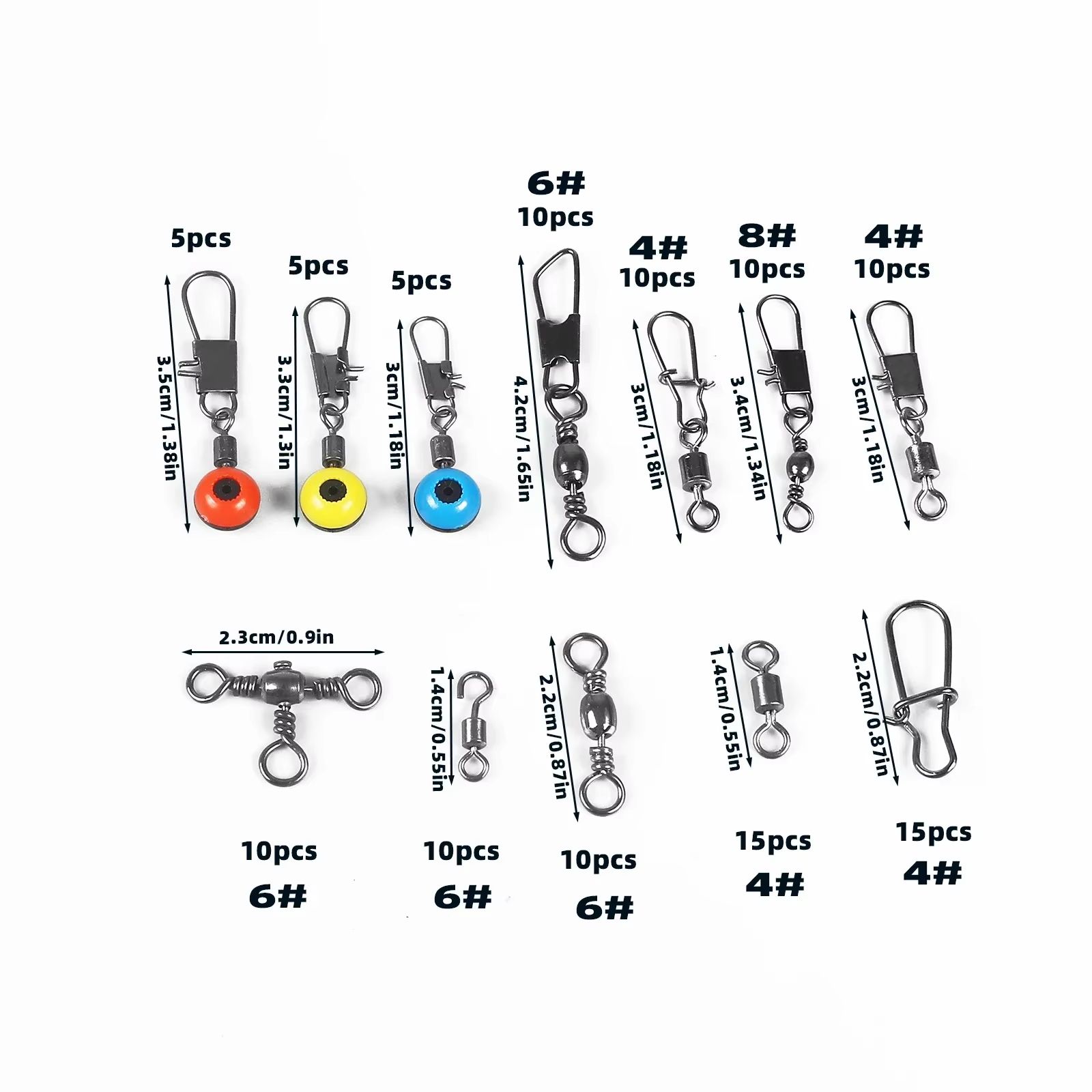 115-Piece fishing connector swivels Kit with Box – Center Pass Swivels & Pins for Sea, Bass & Trout Rigs