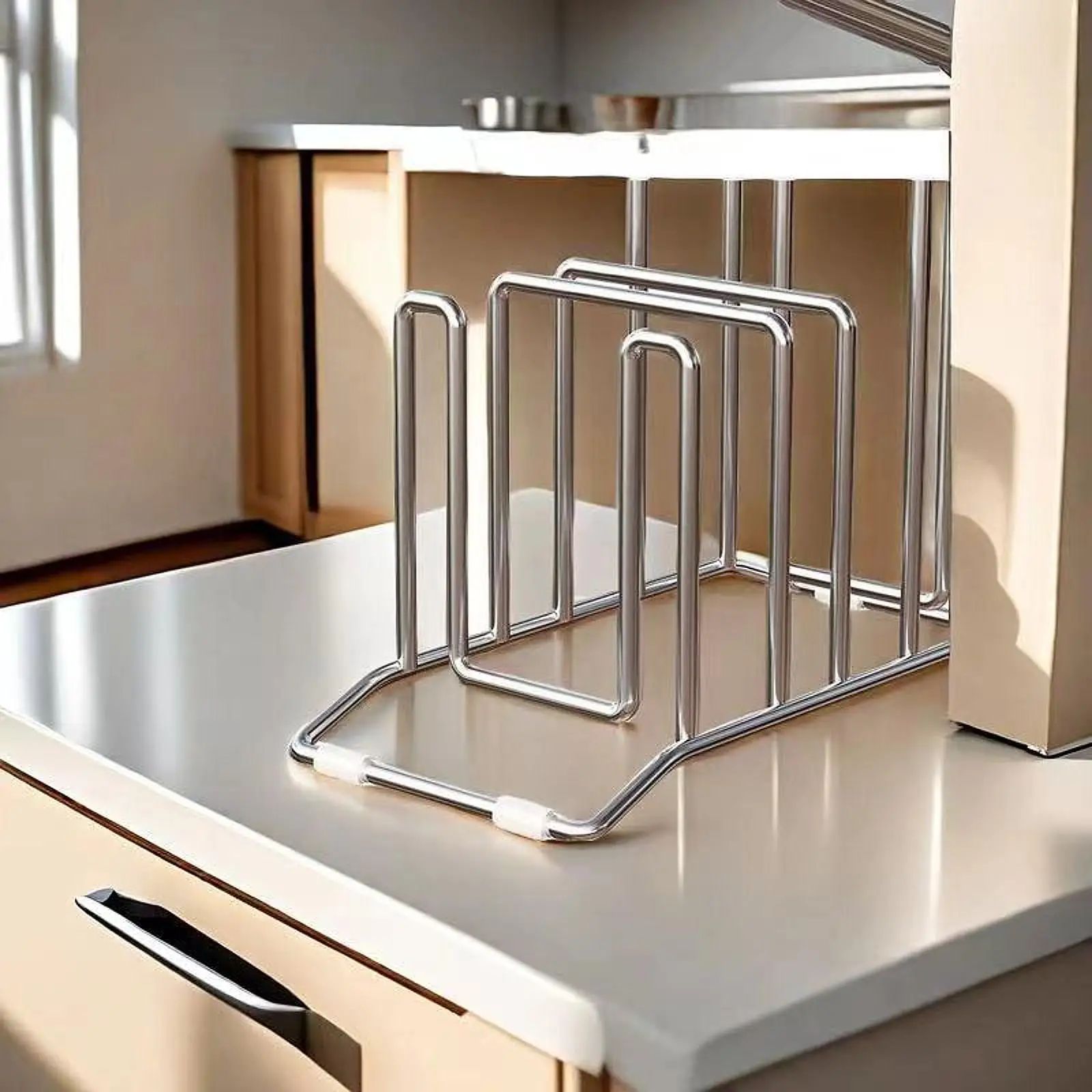 Stainless Steel Pot Lid and Cutting Board Rack