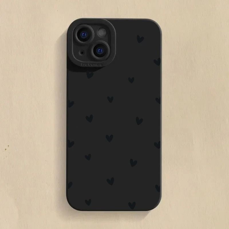 Black Love Heart Shockproof Silicone Phone Case