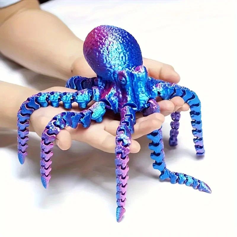 Articulated 3D Printed Octopus Figurine for Desk Decor and Gifting