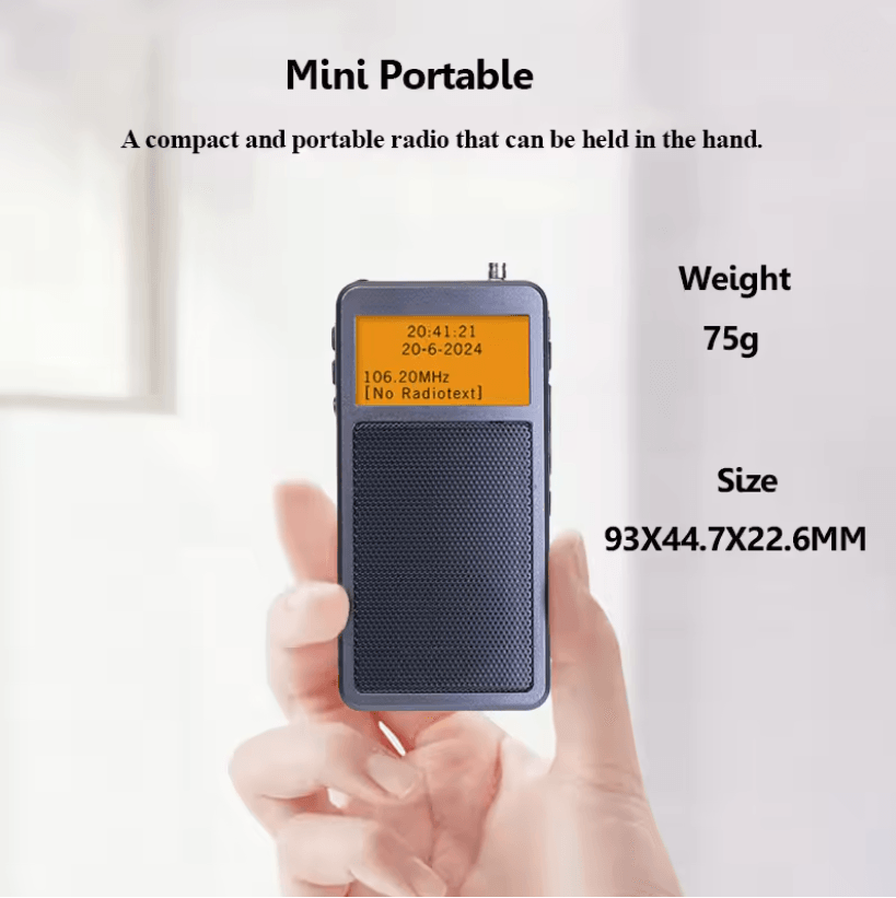WELLHIKE Mini Portable Bluetooth FM Stereo Radio with Alarm Clock and Backlit Display