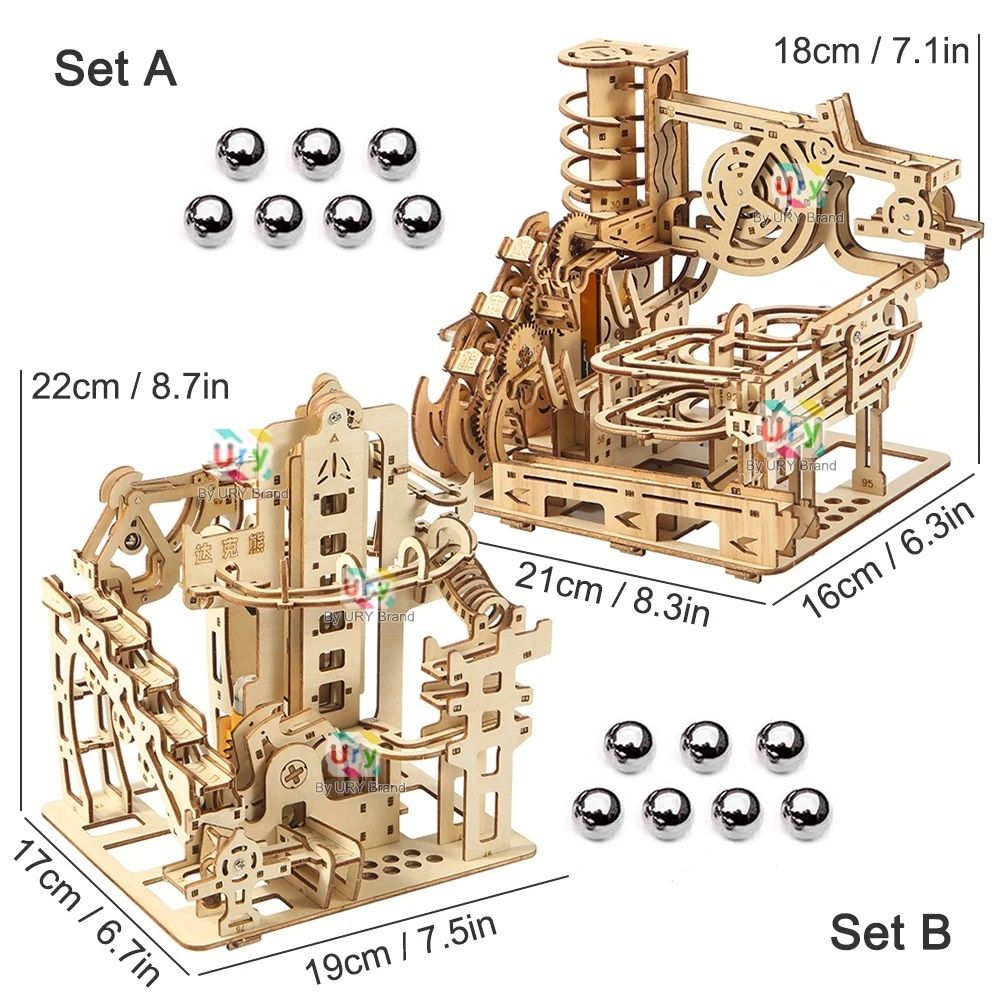 3D Wooden Catapult Marble Run Puzzle for Teens and Adults
