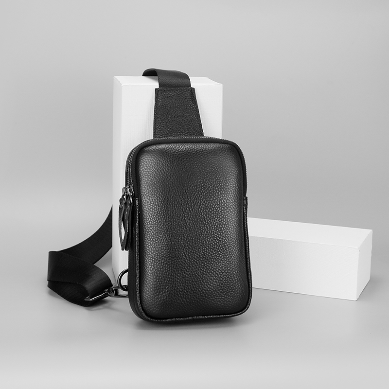 Mens Leather Crossbody Sling Bag for Hiking Travel and Outdoor Sports