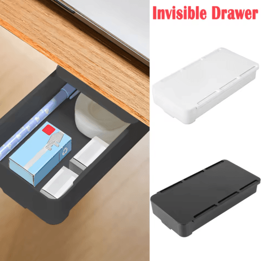 Self Stick Under Desk Drawer Organizer Hidden Storage Tray