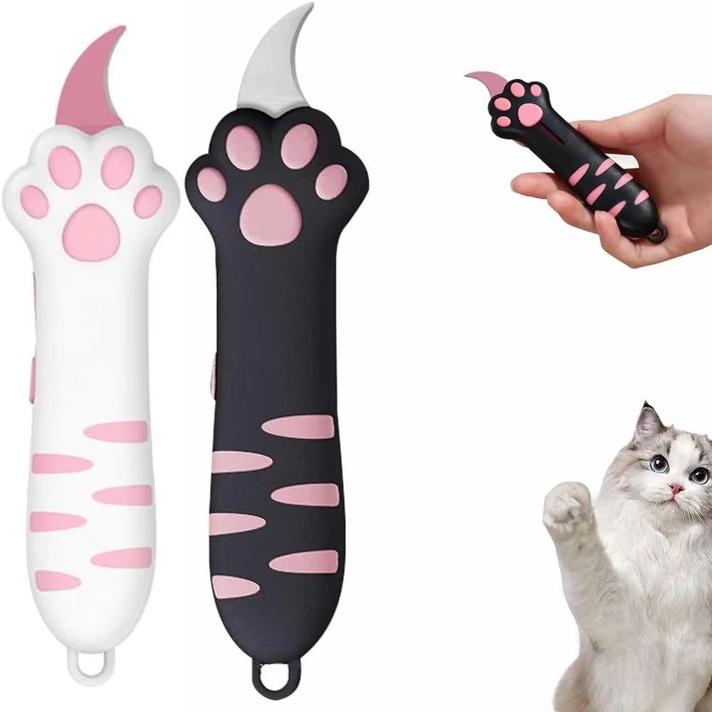 Portable Cat Paw Plastic Box Cutter and Retractable Letter Opener