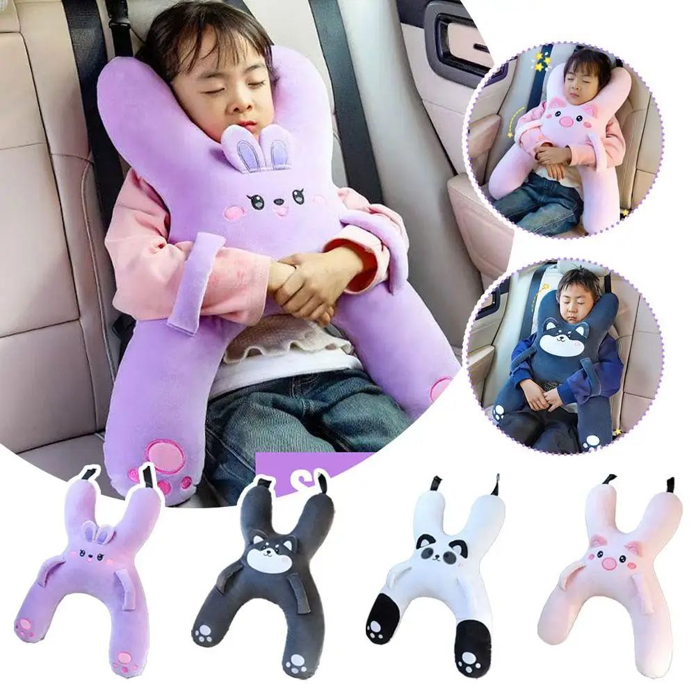 SnuggleRide Kids Car Neck Pillow - Cute Child Car Seat Headrest with Gentle Neck Support