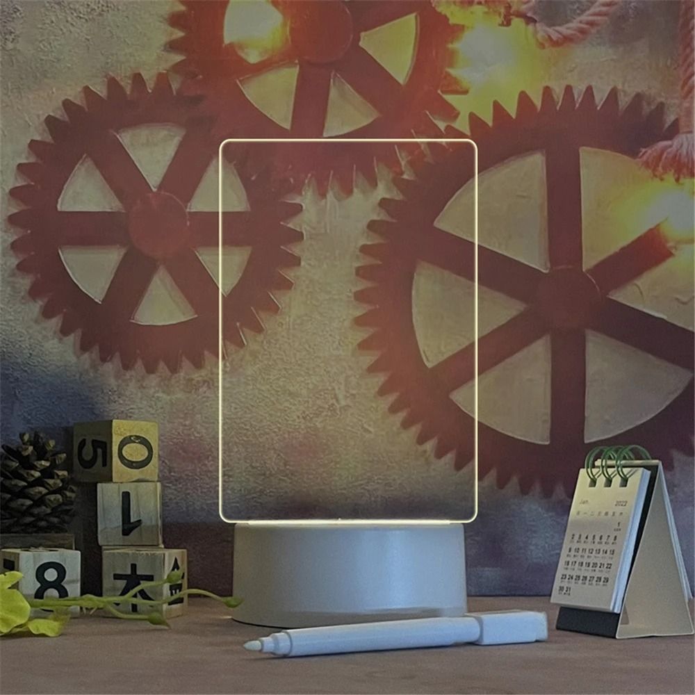 Transparent Luminous LED Night Light with Erasable Acrylic Message Board