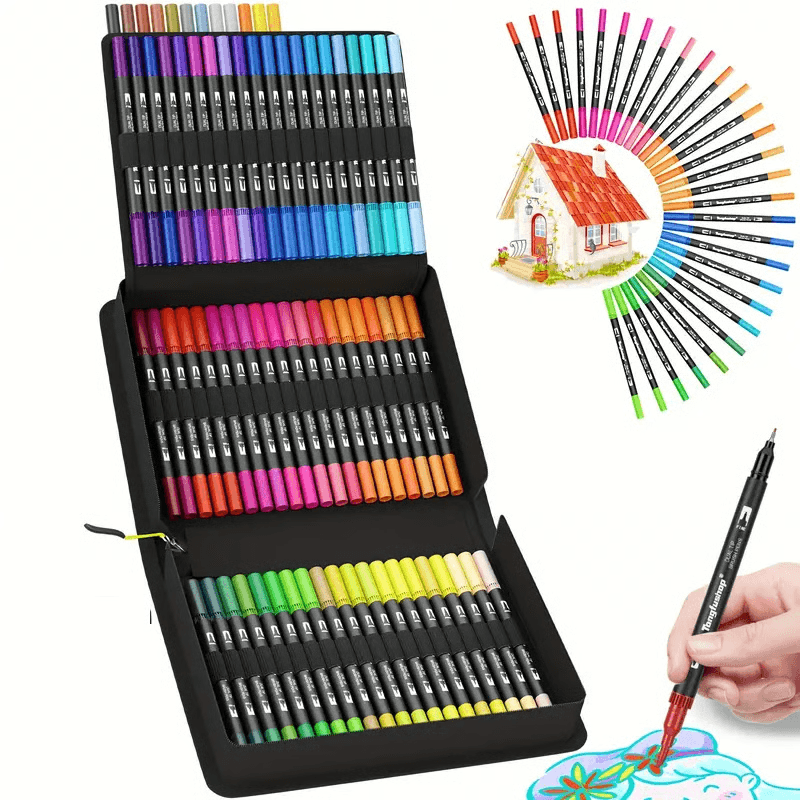 Dual Tip Brush Pens For Coloring, Journaling, Calligraphy & DIY Art Projects