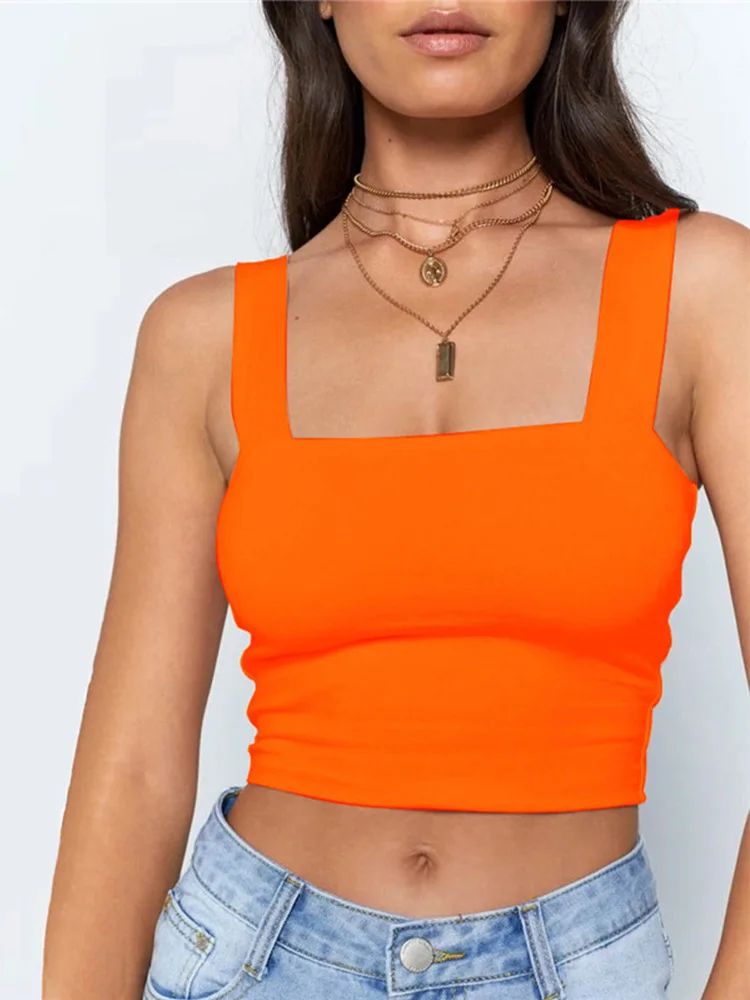 Dozw Square Neck Backless Crop Tank Top – High Stretch Sleeveless Summer Basic