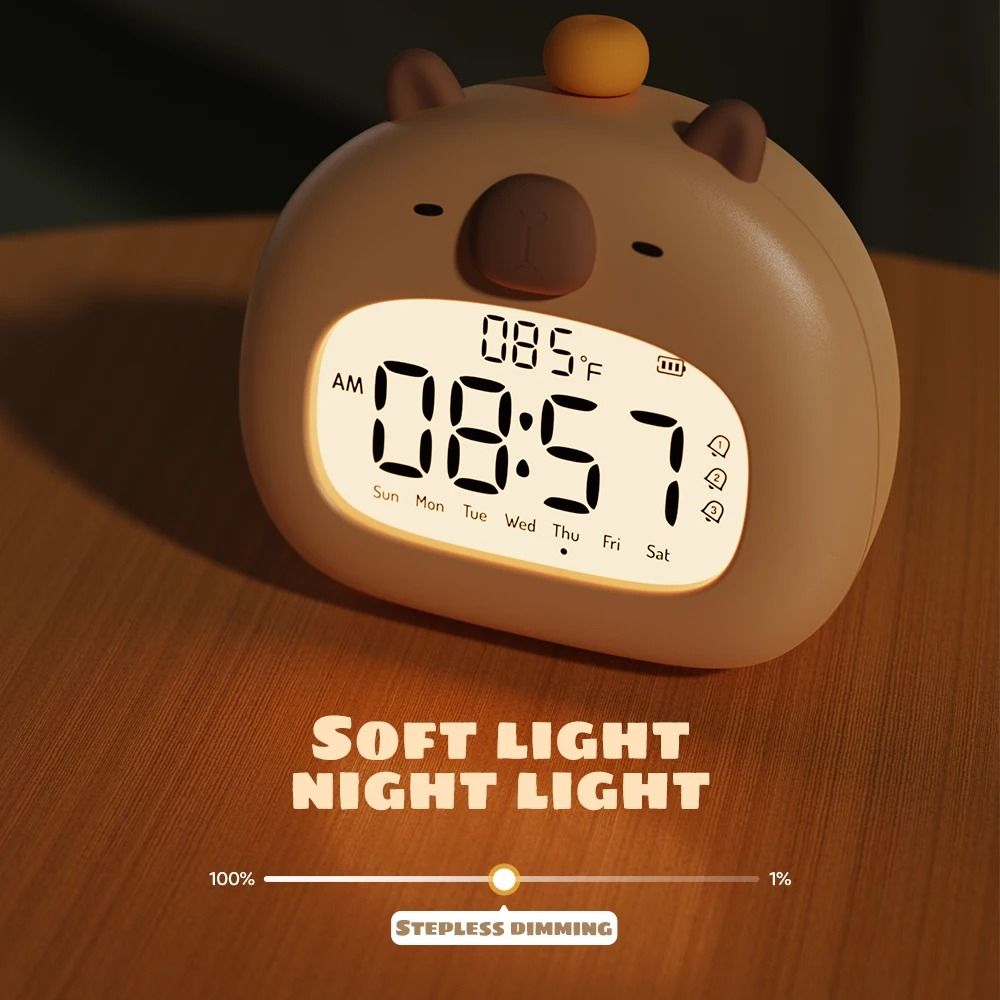 Cute Capybara Bedside LED Kids Alarm Clock