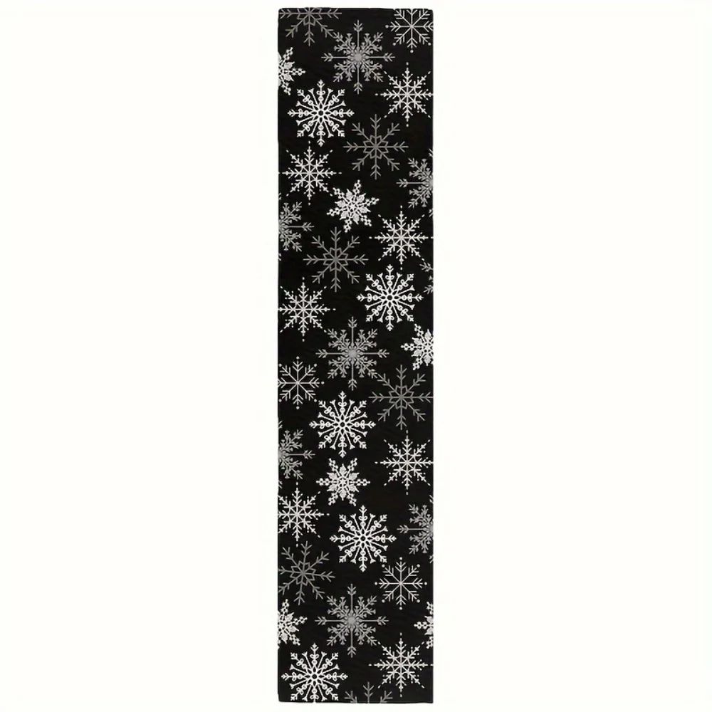 Black White Snowflake Christmas Table Runner