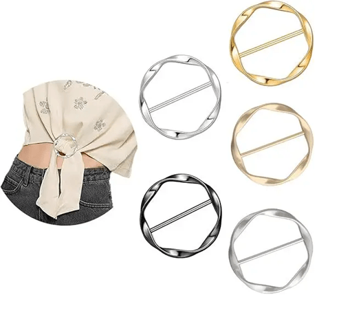 Adjustable Metal Buckles Multi Use Shirt Scarf and Belt Clips Set
