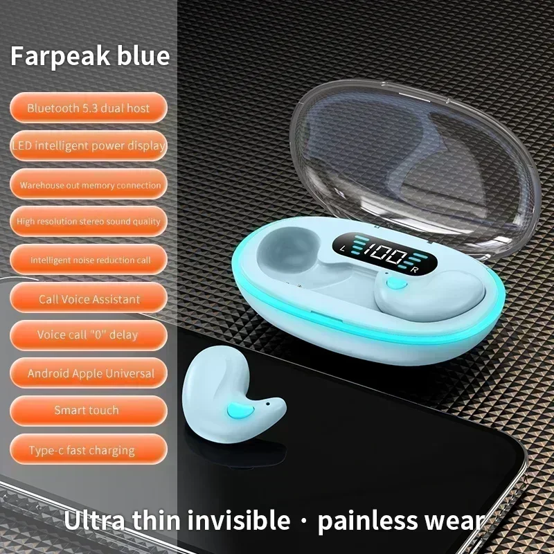 Wireless Sleeping Earbuds Mini Bluetooth TWS Headphones with Mic Waterproof HD Call Quality