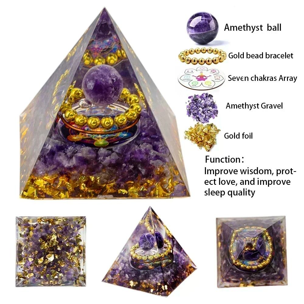 Natural Crystal Energy Pyramid Peridot Amethyst