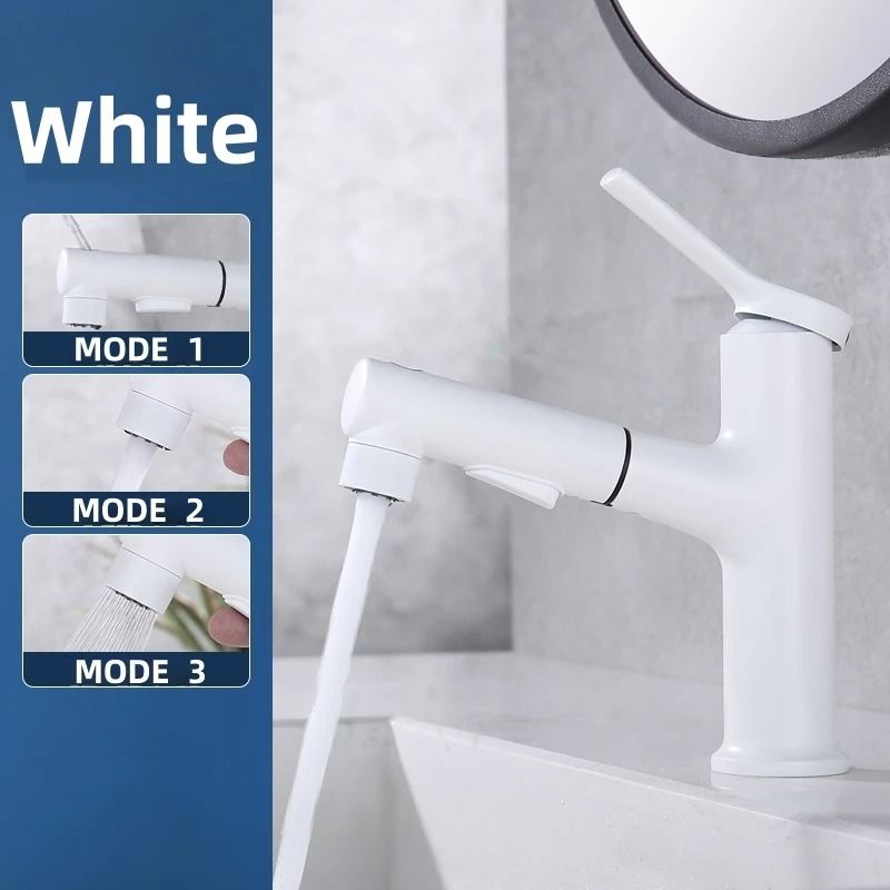 Modern Pull Out Bathroom Sink Faucet with Dual Mode Sprayer