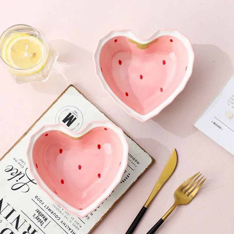 Strawberry Ceramic Bowl with Spoon
