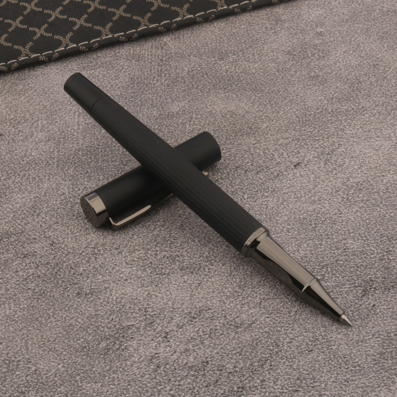 Matte Black Roman Column Luxury Metal Pen Premium Ballpoint Writing Pen
