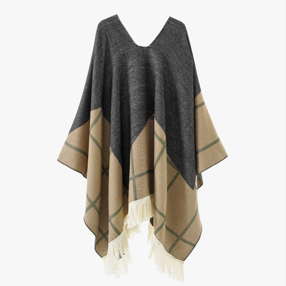 Unisex Cool Fashion Cowboy West Style Pullover Cape, Soft Acrylic Cashmere Poncho, Long Wrap Cloak Overcoat, All Season