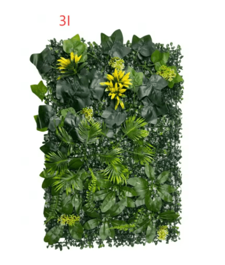 Floral Artificial Grass Wall Panel Greenery Privacy Hedge Backdrop