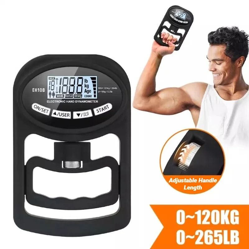 Digital Hand Dynamometer – 265lbs/120kg Precision Grip Strength Meter with LCD Screen