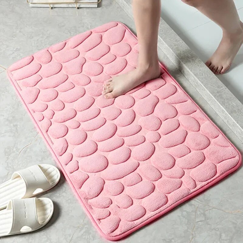 Bathroom Living Room Anti Slip Mat, Embossed Fibre Carpet, Pebble Floor Mat, Household Items