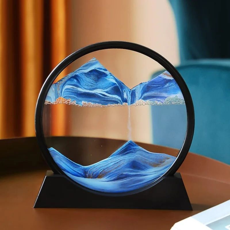 3D Moving Sand Art Frame with Flowing Hourglass Landscape Decor